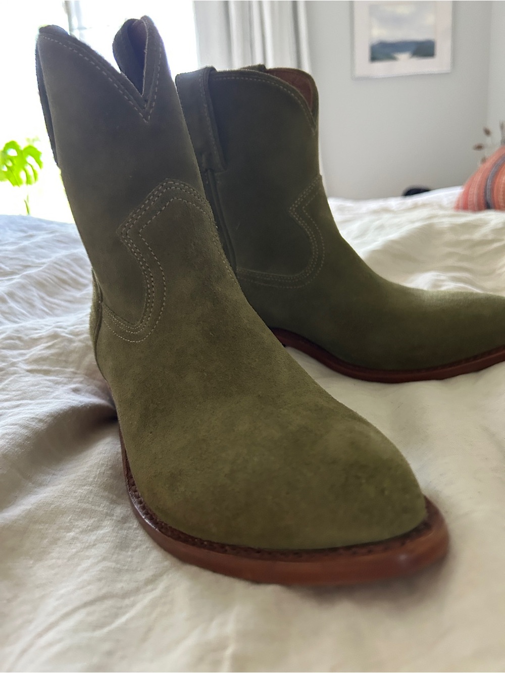 FRYE Suede Western Ankle Boots - Women